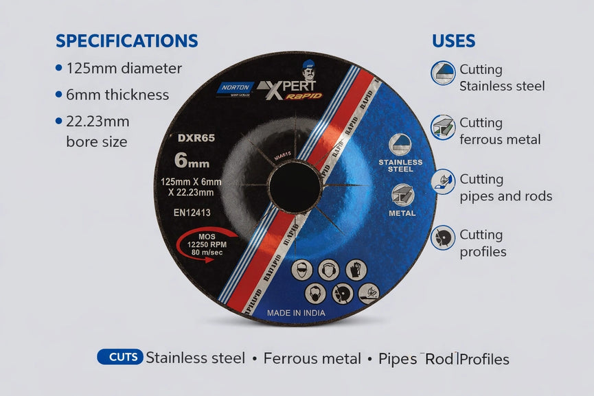NORTON XPERT REPID Depressed Centre Wheels 5" DXR65 125X6.0X22.23 (Pack of 10)