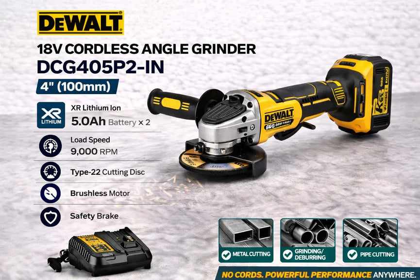 Dewalt DCG405P2-IN 18V Cordless Angle Grinder 4" (100mm)