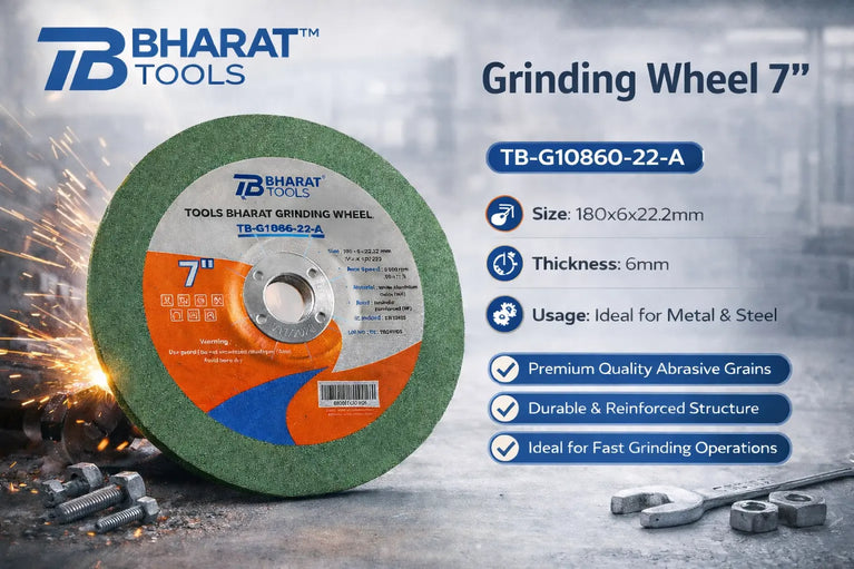 Bharat Tools Grinding Wheel TB-G18060-22-A 7" 180x6x22.2MM (Pack of 5)