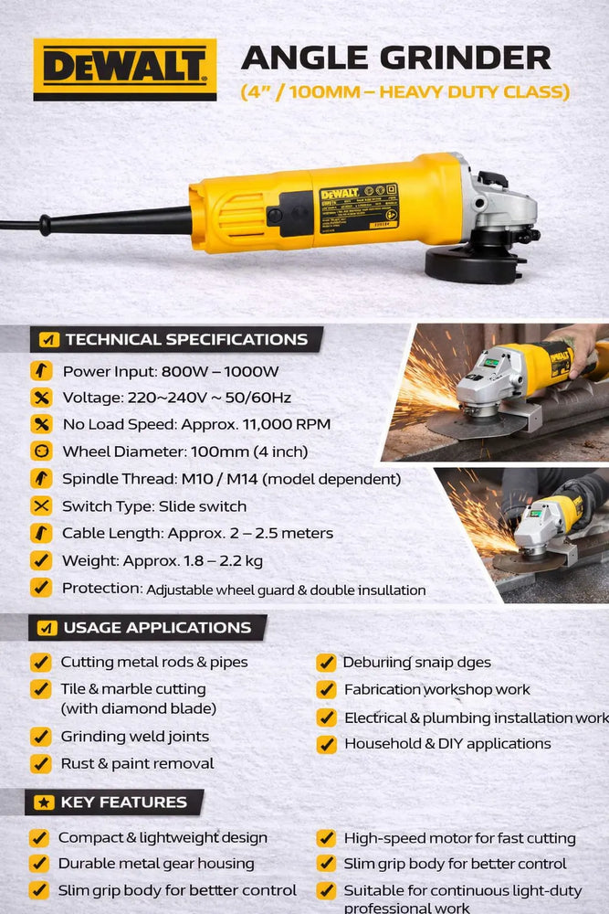 Dewalt DW810-IN 4-inch (100mm) Angle Grinder