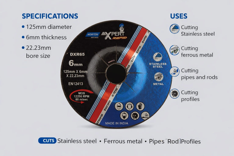 NORTON XPERT REPID Depressed Centre Wheels 5" DXR65 125X6.0X22.23 (Pack of 10)