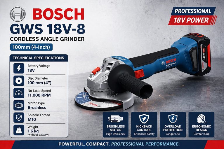 Bosch GWS 18V-8 Cordless Angle Grinder 100mm (4-inch)