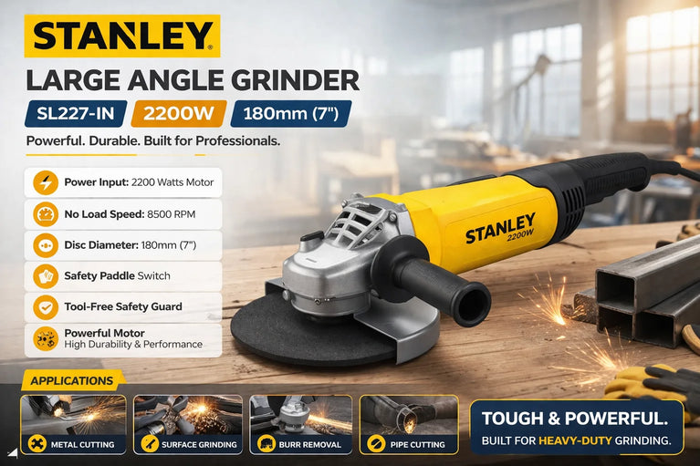 Stanley SL227-IN 2200W Large Angle Grinder 180mm (7-inch)