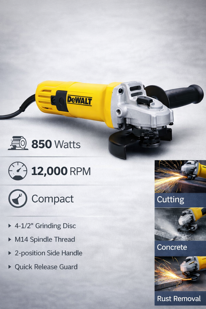 DEWALT DW801-IN 850W 4'' (100mm) Heavy Duty Angle Grinder